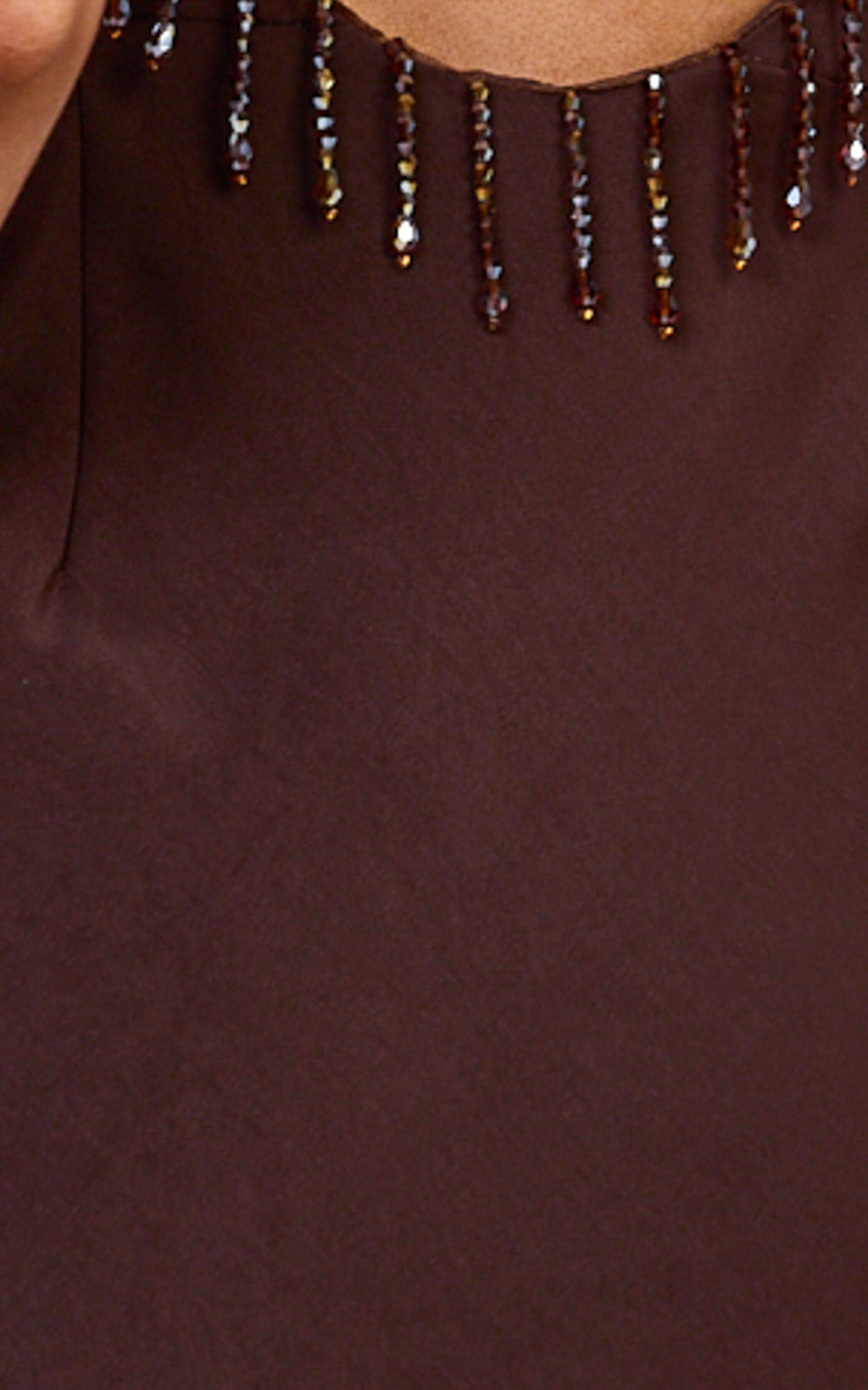 Azura Maxi Dress - Backless Beaded Trim Dress in Chocolate
