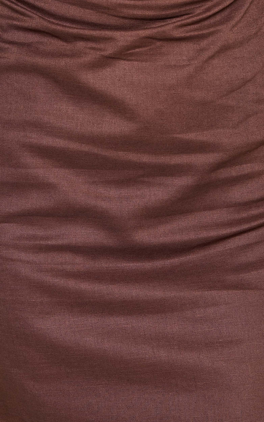 Jeofina Mini Dress - Off The Shoulder Linen Look Dress in Chocolate