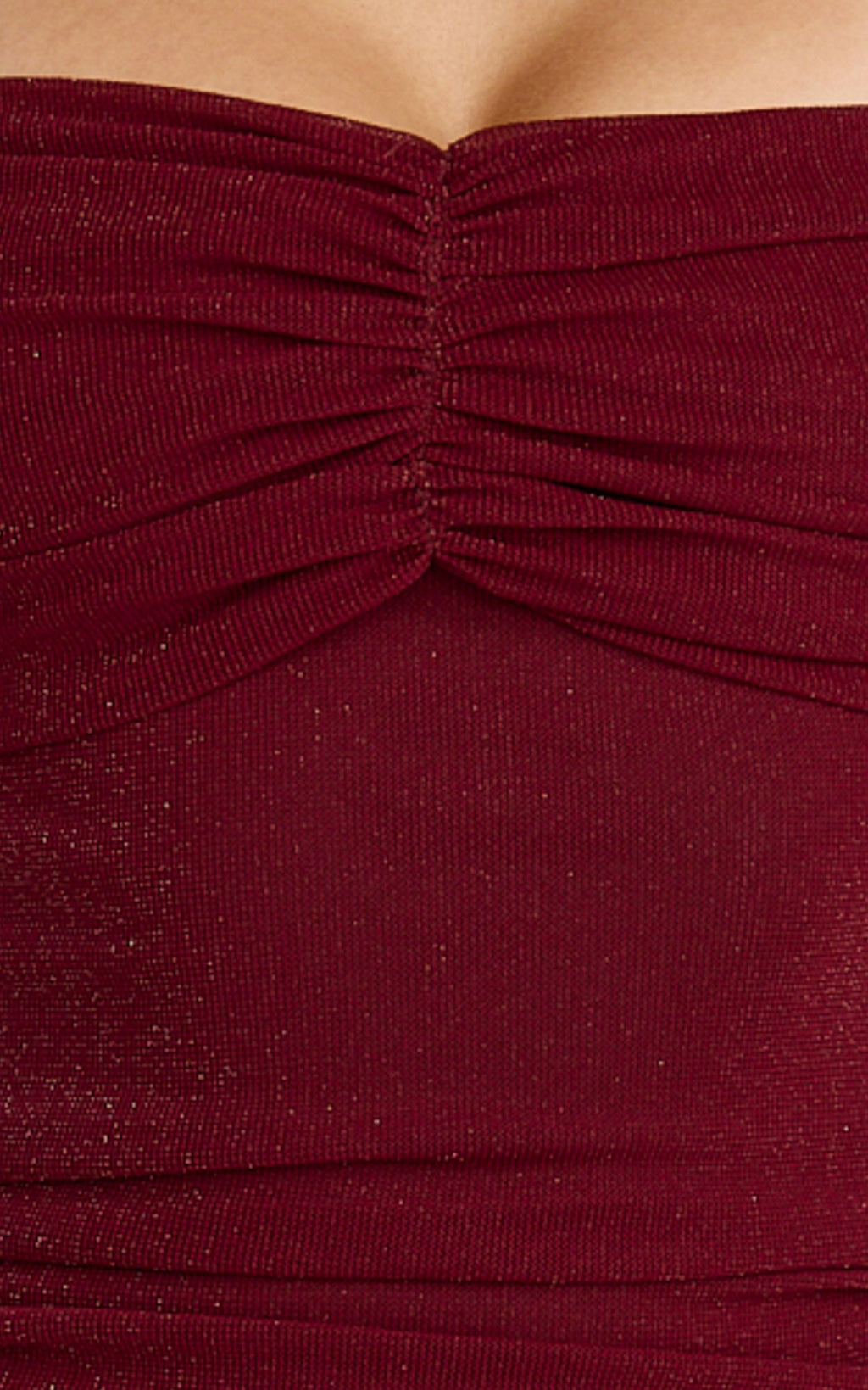 Coraline Mini Dress - Long Sleeve Off Shoulder Lurex Mesh Dress in Wine