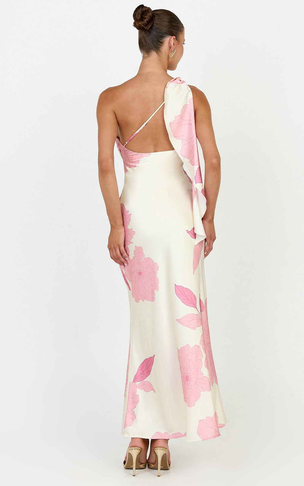 Eve Midi Dress - One Shoulder Slip Dress in Butter Floral
