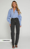 Dexter Jeans - High Waisted Straight Leg Denim Jeans in Washed Black