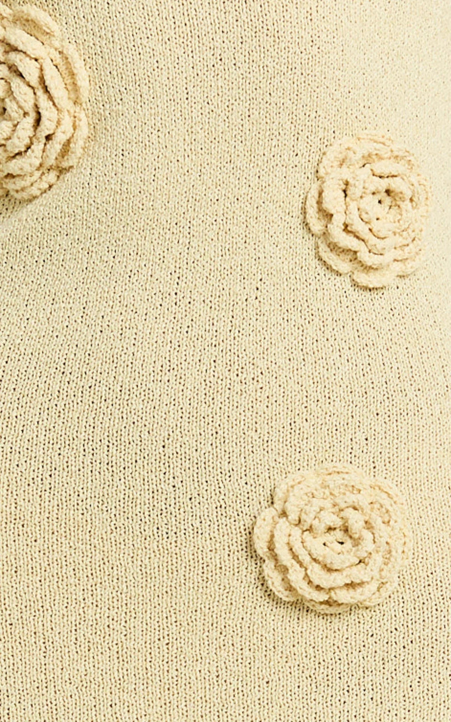 Elodie Maxi Dress - Halter 3D Floral Knit Dress in Lemon