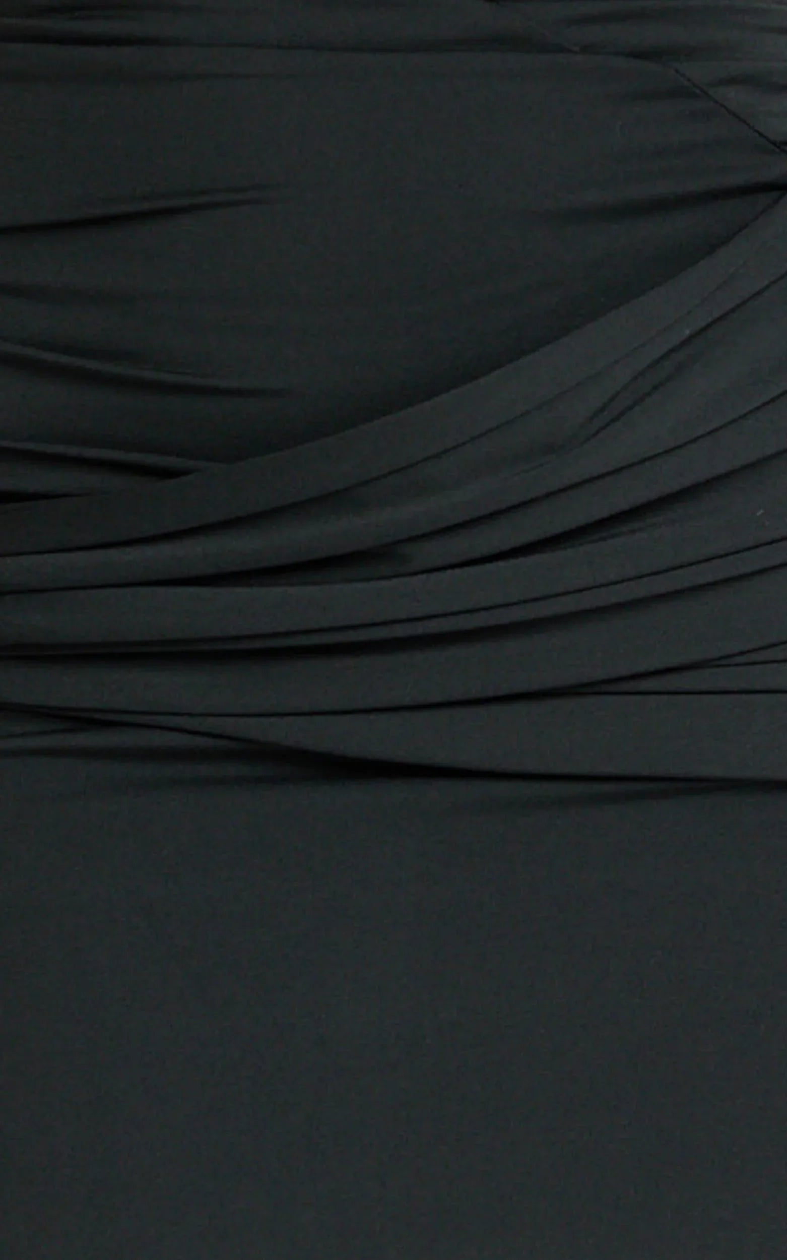 Ginny Maxi Dress - Asymmetric Neck Waist Tie Dress in Black