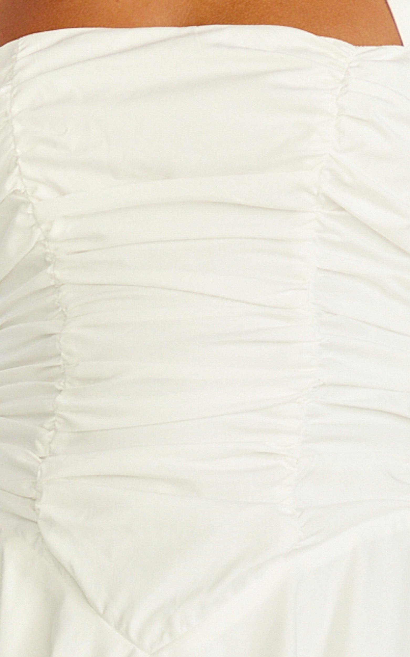 Anya Mini Dress - Halter Neck Gathered Top Drop Waist Fit And Flare Dress in White