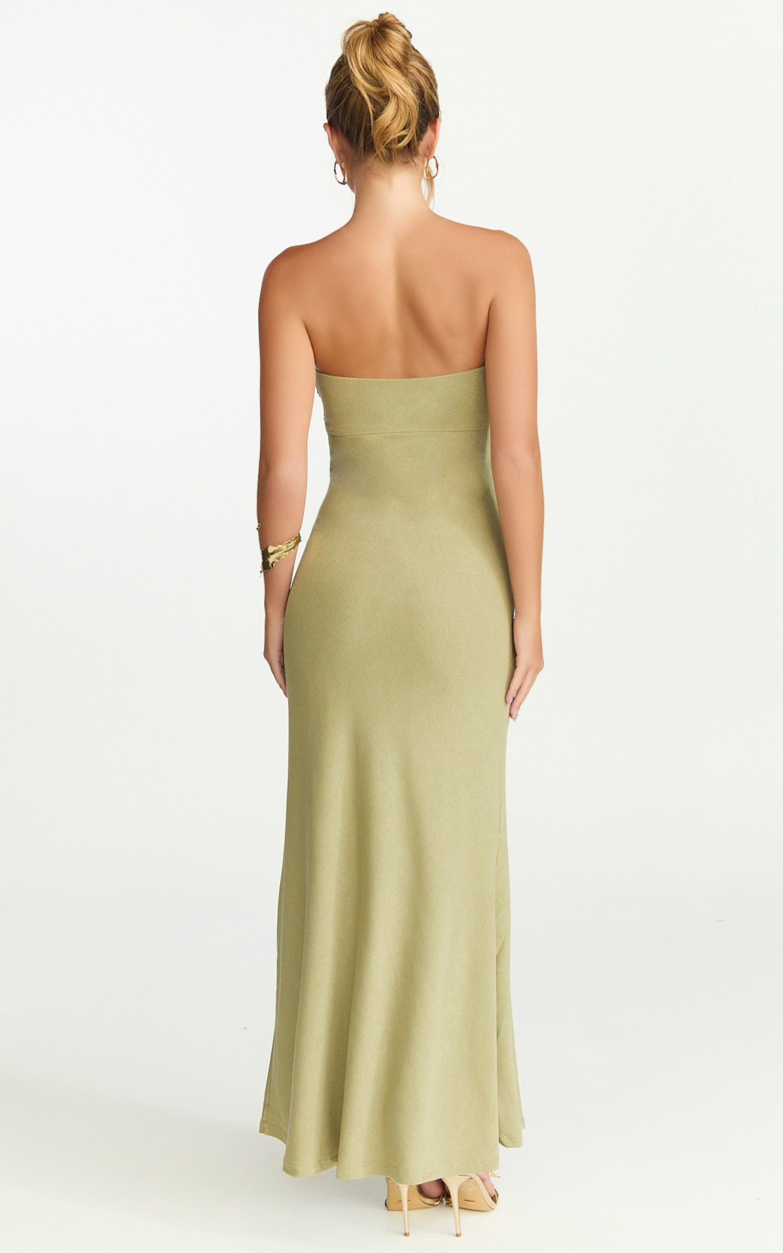 Aria Midi Dress - Strapless Tie Waist Dress in Sage