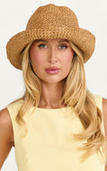 Avril Hat - Straw Bucket Hat in Tan