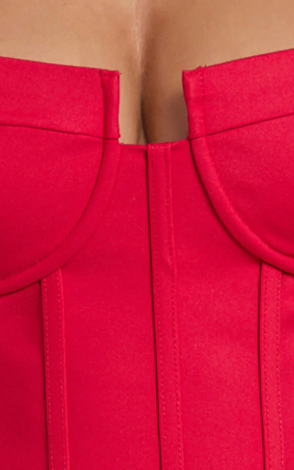Brigitte Bodysuit - Sweetheart Paneled Bodysuit in Red