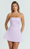 Benson Playsuit - Strapless Fit and Flare Playsuit in Lilac