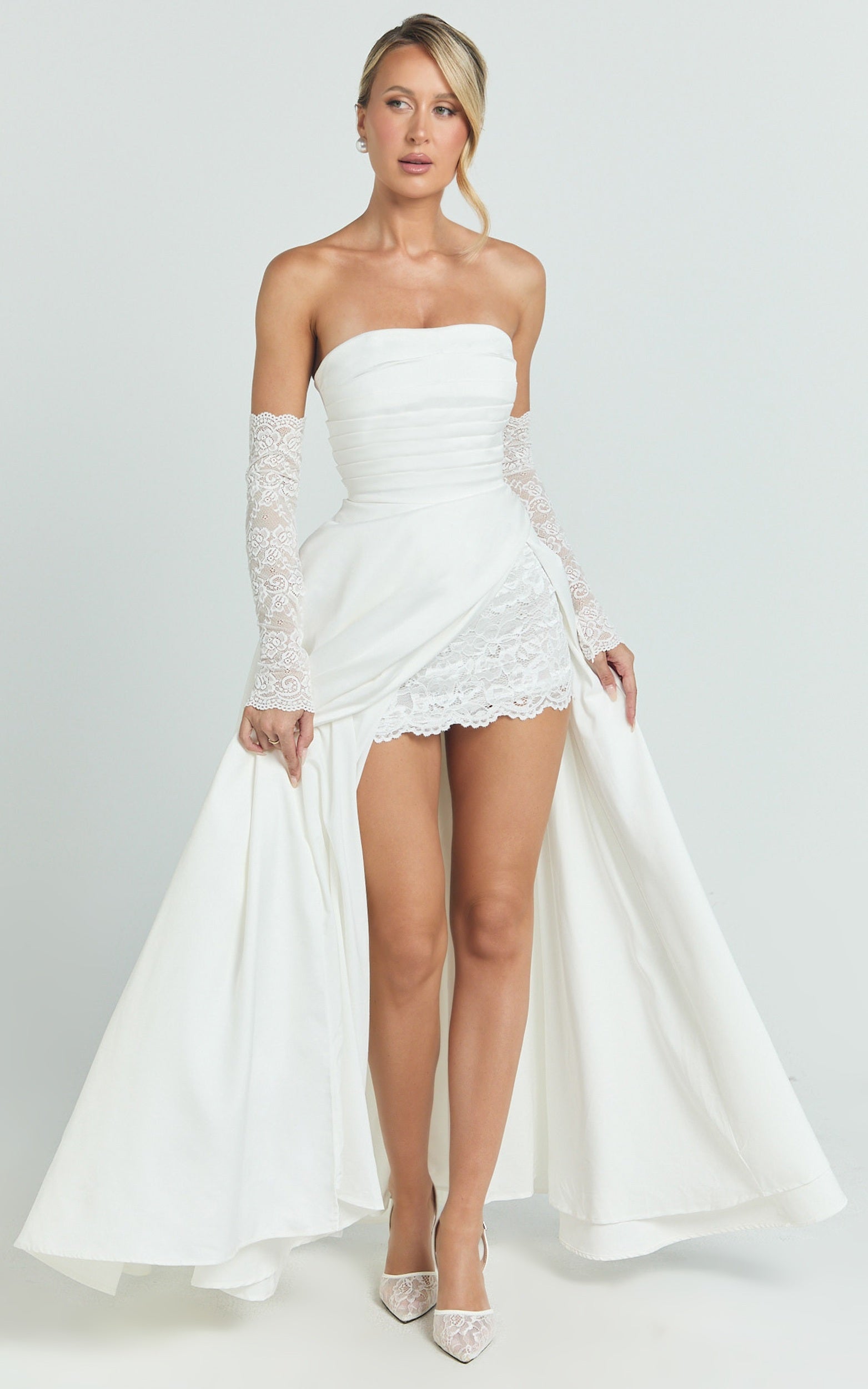 Bianca Maxi Dress - Strapless Fit And Flare Dress in Ivory