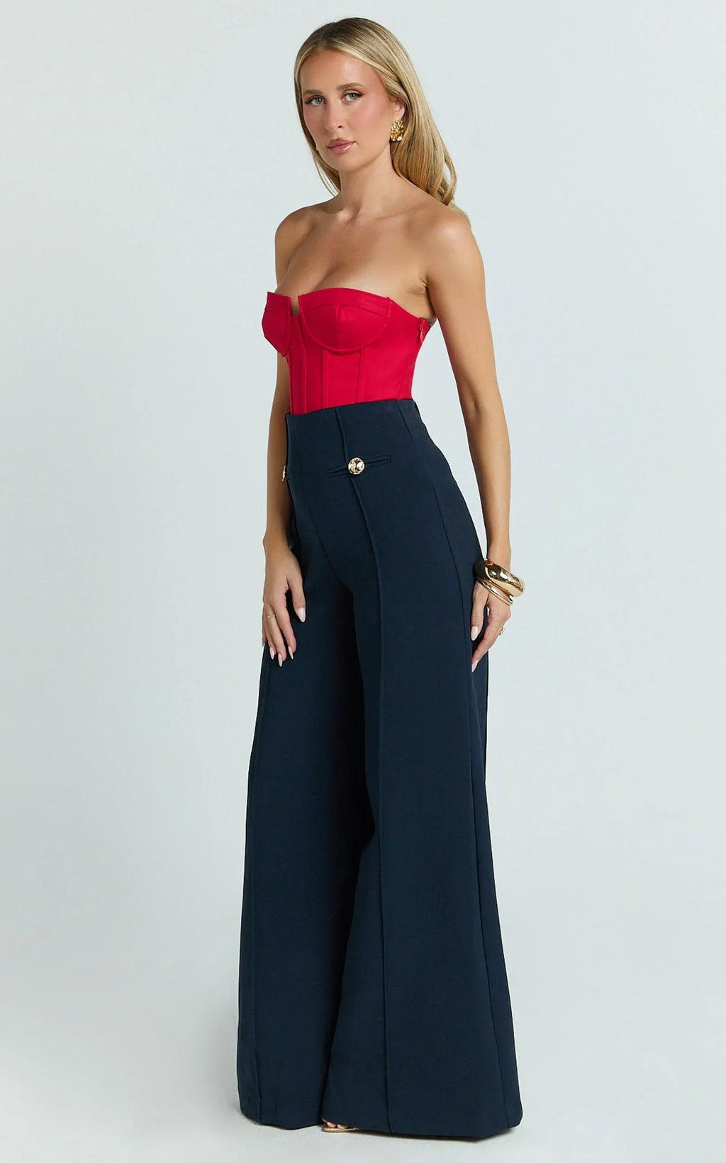 Brigitte Bodysuit - Sweetheart Paneled Bodysuit in Red
