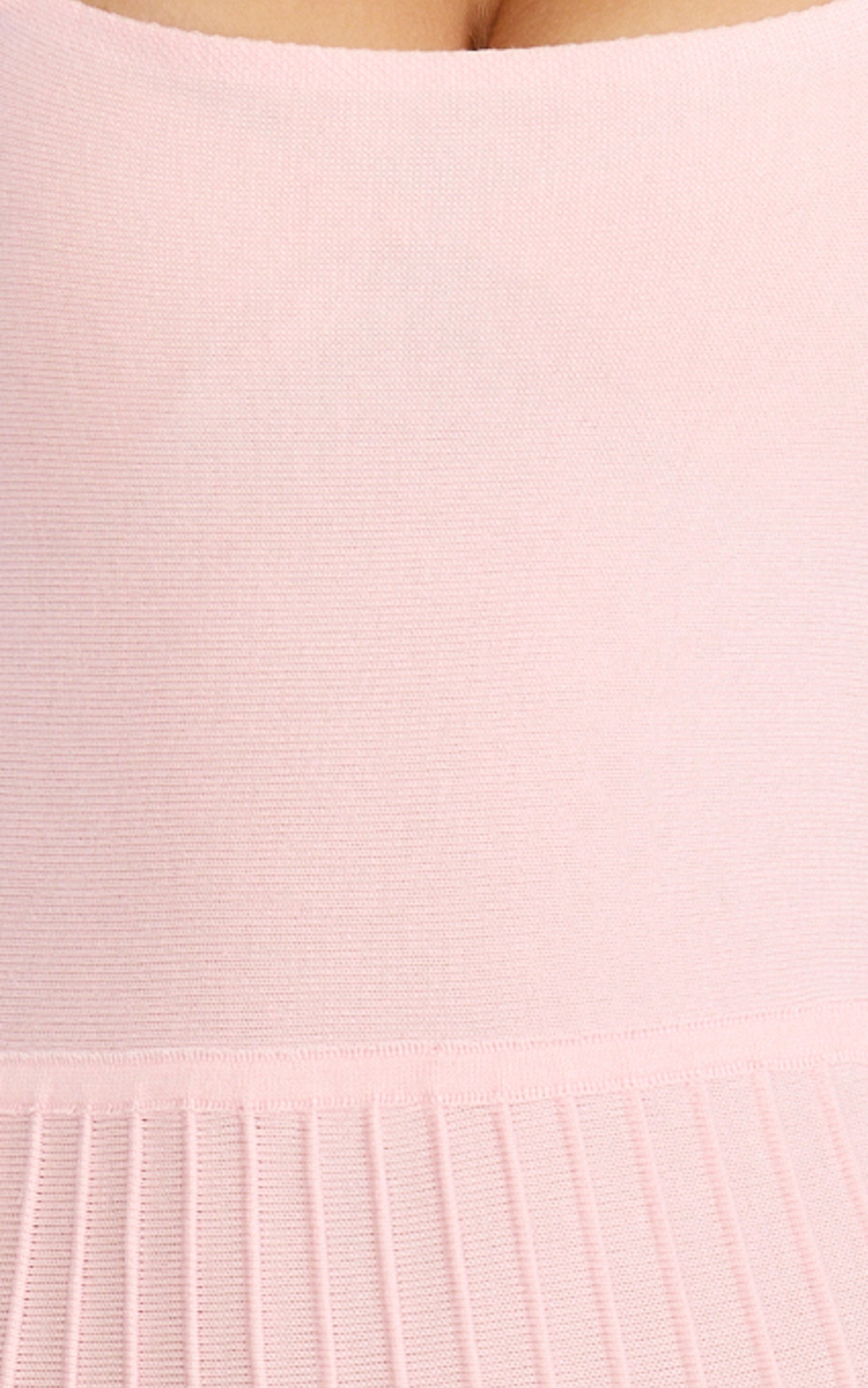 Candace Midi Dress - Halter Neck Ribbed Knit Dress in Pale Pink