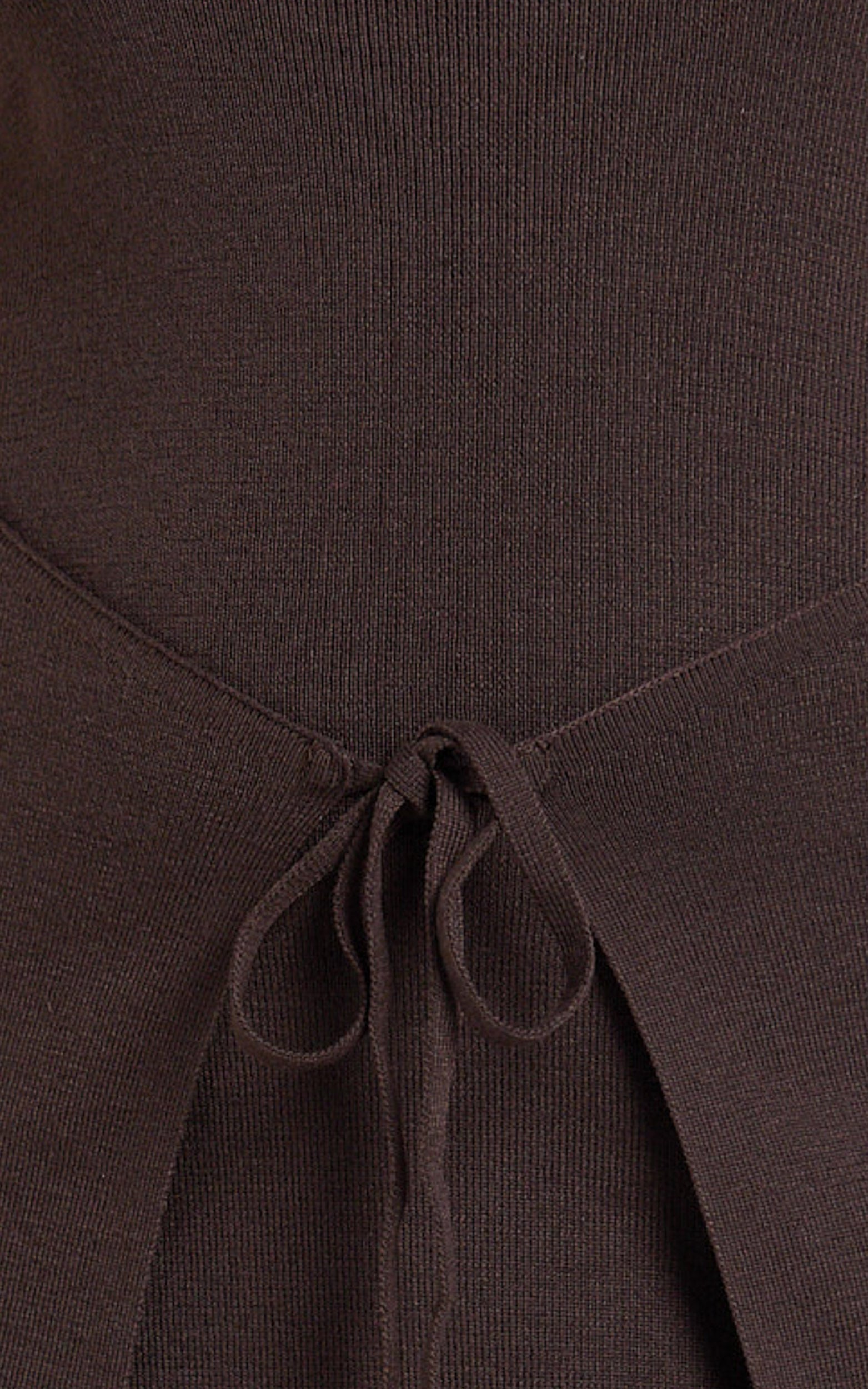 Chloe Mini Dress - Strapless Asymmetric Front Wrap Knit Dress in Chocolate