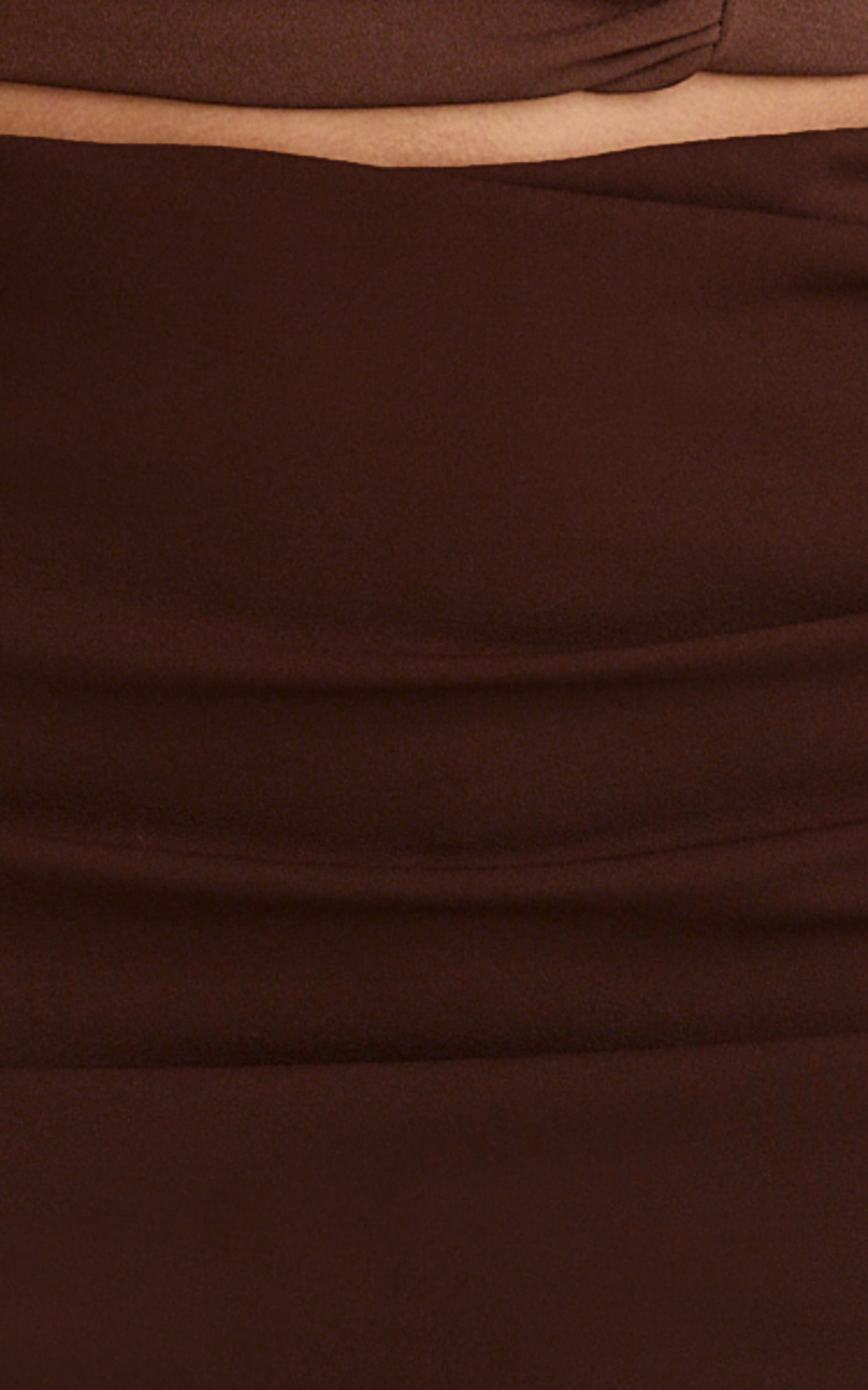 Cleo Mini Skirt - Mid Waisted Gathered Skirt in Chocolate