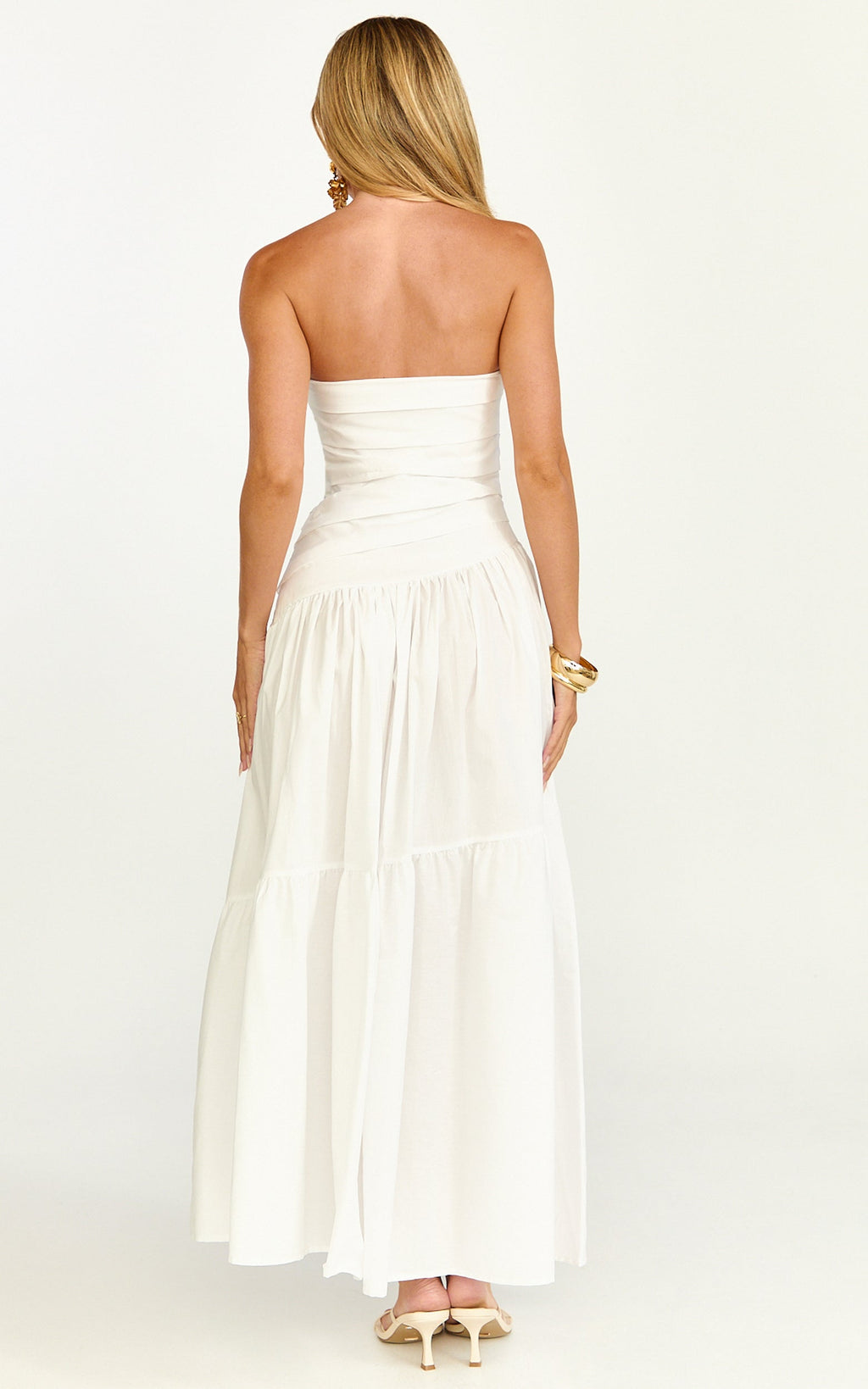 Cora Midi Dress - Strapless Dress in White