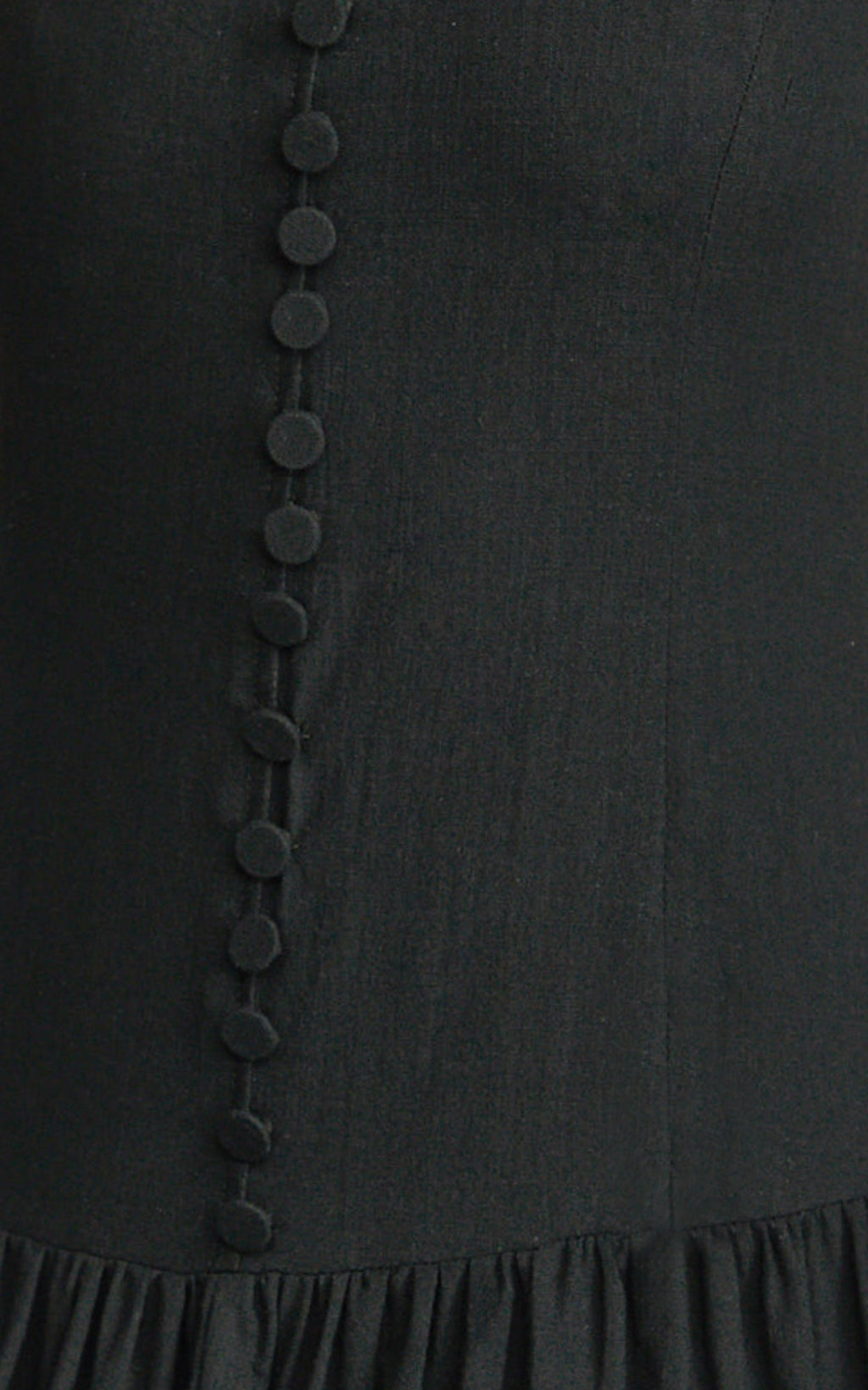 Cortez Maxi Dress - Square Neck Button Down Dropped Waist Dress in Black