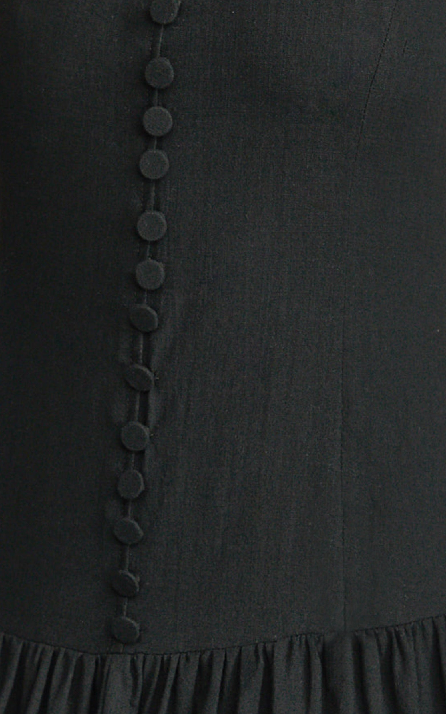 Cortez Maxi Dress - Square Neck Button Down Dropped Waist Dress in Black