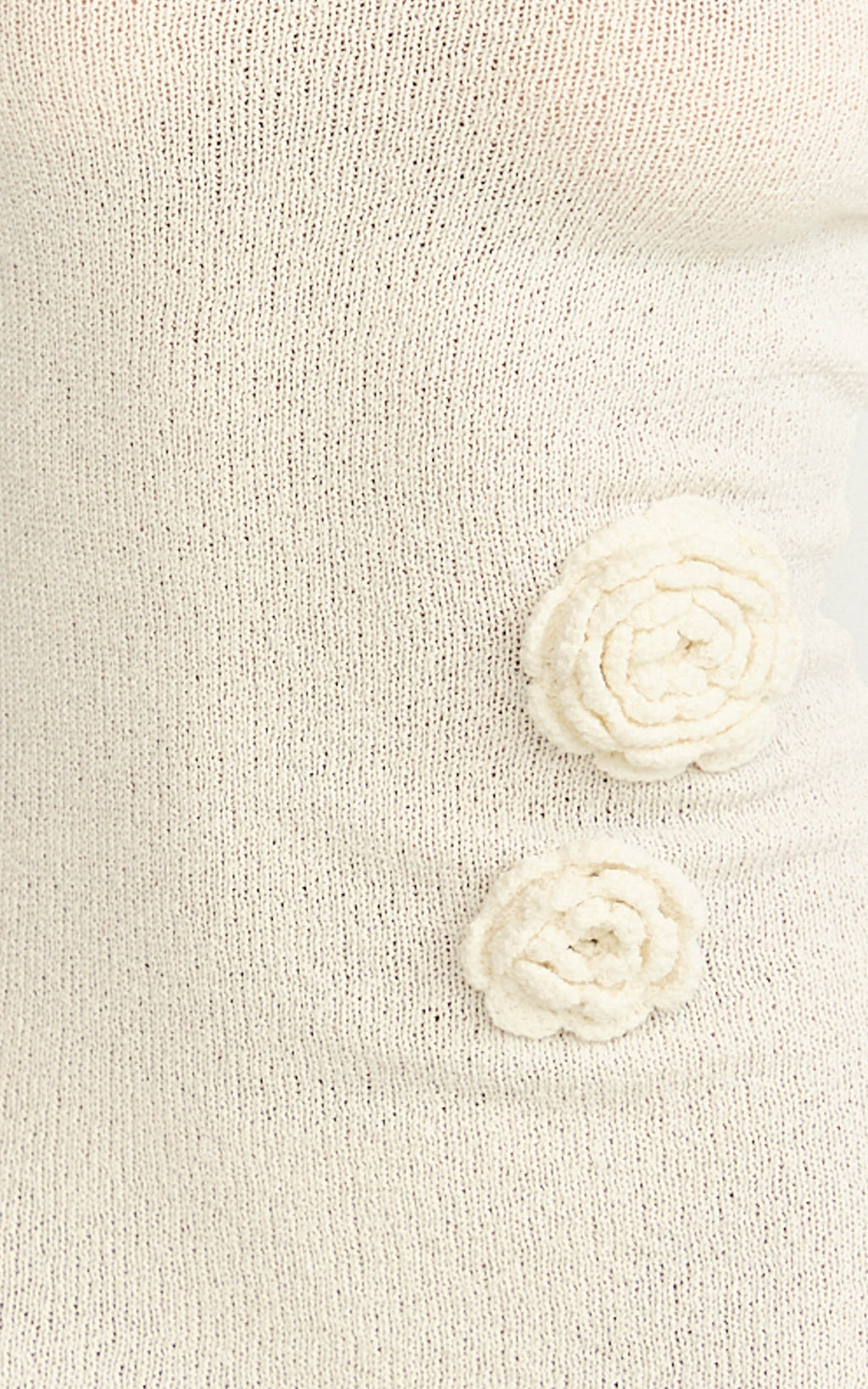 Daisy Mini Dress - Tipped Shoulder 3D Floral Knit Dress in Cream