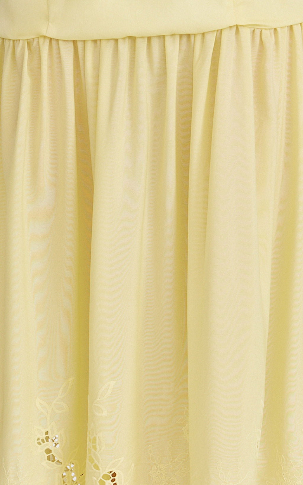 Everly Maxi Dress - Straight Neck Broderie Cut Out Hem Dress in Lemon