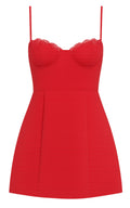Benson Mini Dress - Sweetheart Fit And Flare Tulip Dress in Red