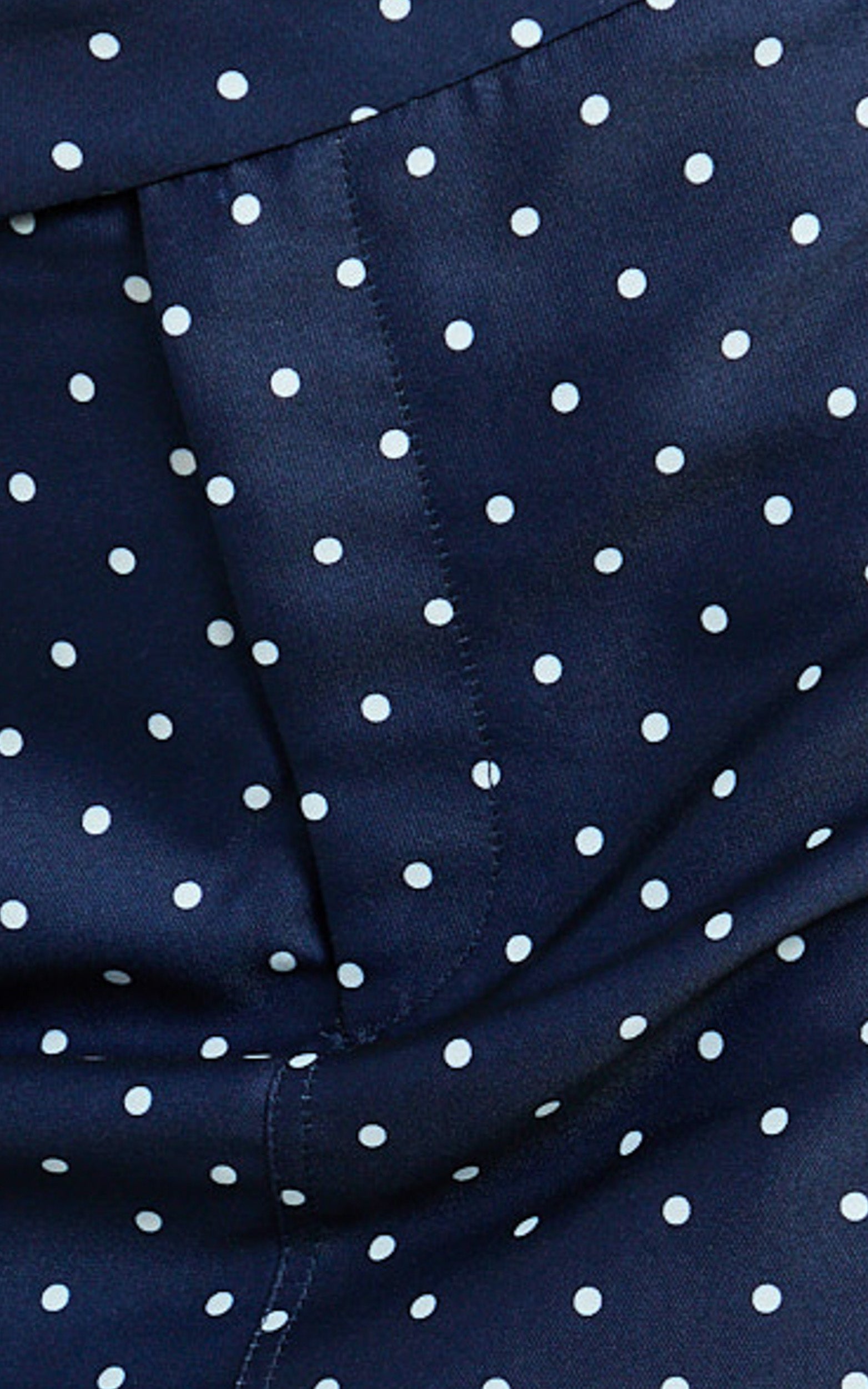 Lana Mini Skirt - Structured Tailored Skirt in Navy/White Polka Dot