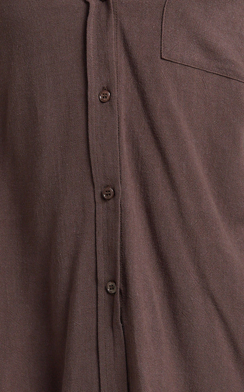 Leanne Top - Button Down Linen Blend Long Sleeve Shirt in Chocolate