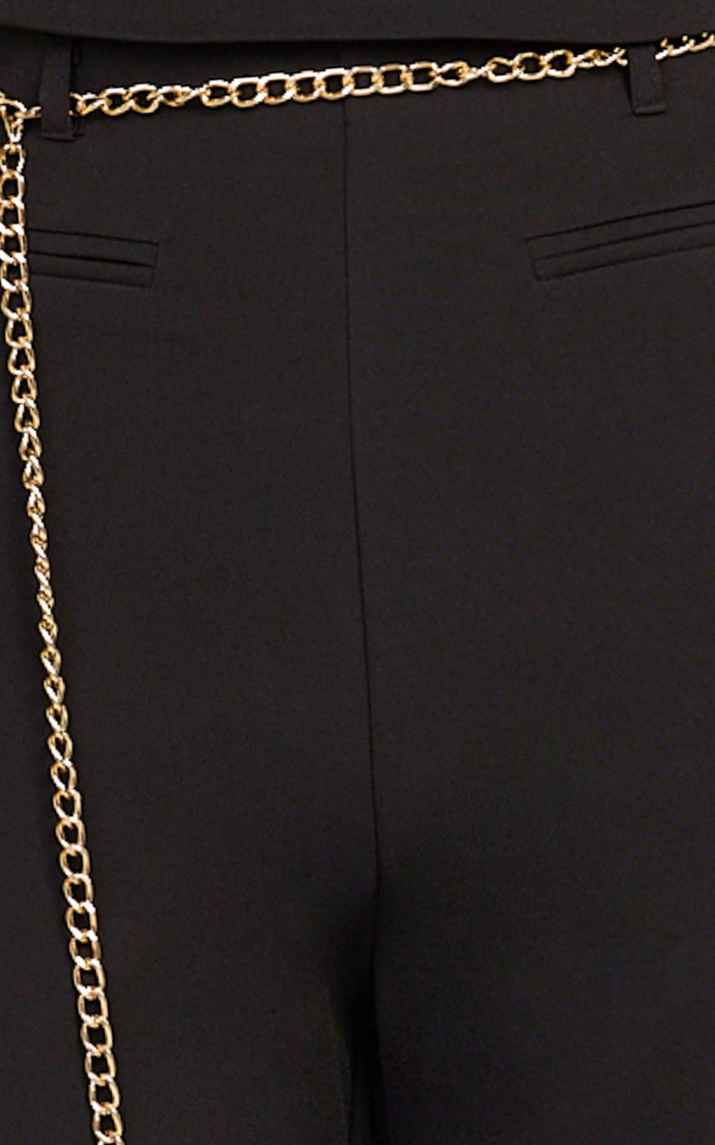 Miren Pants - High Waist Wide Leg Pants With Removable Gold Chain Belt in Black