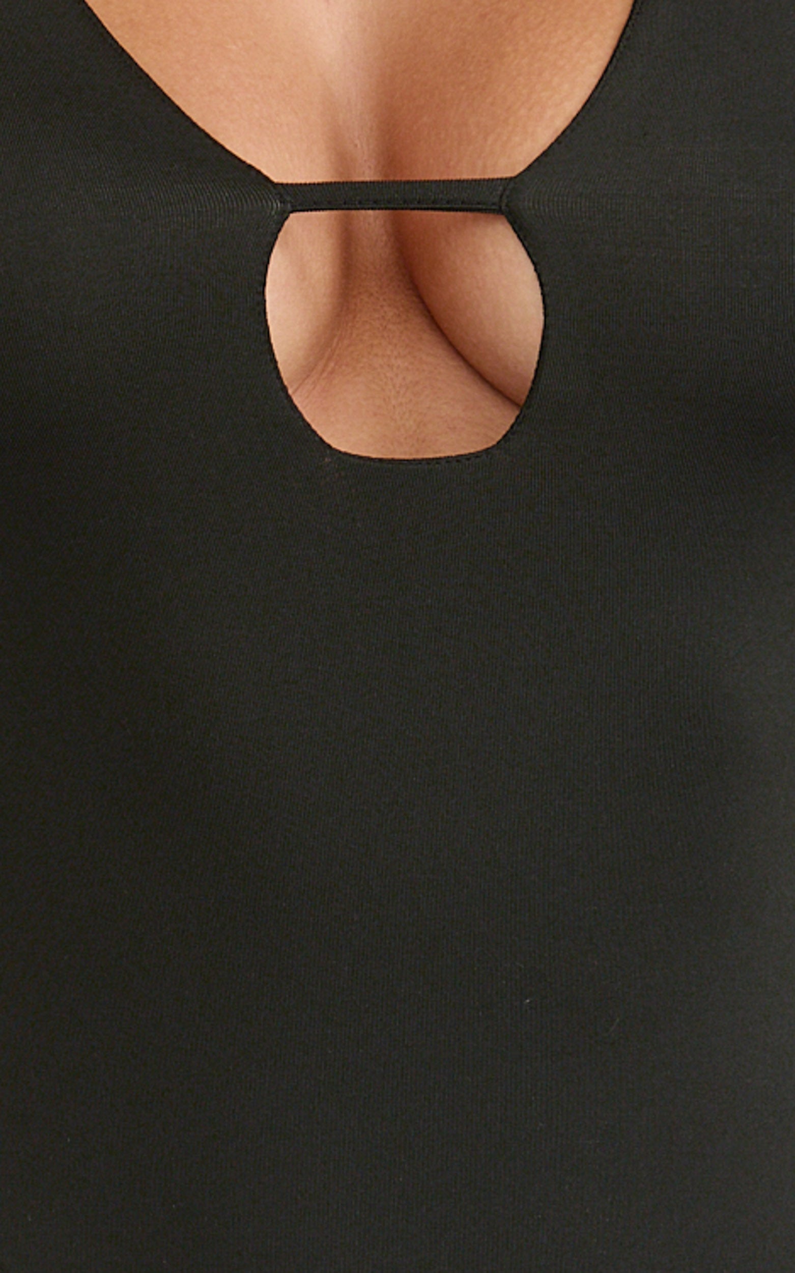 Ricki Bodysuit - Plunge Neck Long Sleeve Bodysuit in Black